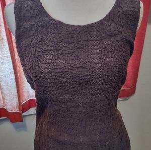 *5 for $20* Coldwater Creek crochet dress, fully lined, sz 6 in chocolate brown